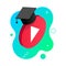 Isometric play button with cap fluid