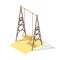 Isometric playground concept for outdoor family pastime. Swing. Playful kindergarten. Colored 3d isometric kids object