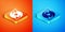 Isometric Pleasant relationship icon isolated on orange and blue background. Romantic relationship or pleasant meeting
