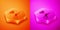 Isometric Pleasant relationship icon isolated on orange and pink background. Romantic relationship or pleasant meeting