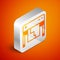 Isometric Plotter icon isolated on orange background. Large format multifunction printer. Polygraphy, printshop service