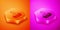 Isometric Poison in bottle icon isolated on orange and pink background. Bottle of poison or poisonous chemical toxin