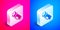 Isometric Police electric shocker icon isolated on pink and blue background. Shocker for protection. Taser is an