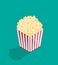 Isometric popcorn flat vector isolated on color background