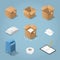 Isometric Postal Delivery Objects Set