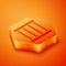 Isometric Prison window icon isolated on orange background. Orange hexagon button. Vector