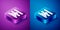 Isometric Prisoner icon isolated on blue and purple background. Square button. Vector