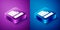 Isometric Productive human icon  on blue and purple background. Idea work, success, productivity, vision and