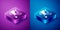 Isometric Prosthesis hand icon isolated on blue and purple background. Futuristic concept of bionic arm, robotic