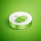 Isometric Pumpkin icon isolated on green background. Happy Halloween party. White circle button. Vector