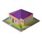 Isometric Purple roof house vector illustration