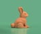 Isometric rabbit monochrome yellow on green background, 3D Rendering