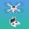Isometric Radio-controlled drone. Innovation video and photography equipment. Vector illustration