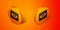 Isometric Red eye effect icon isolated on orange background. Eye redness sign. Inflammatory disease of eyes. Orange