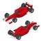 Isometric red sport car or Formula 1 Car. Flat 3d isometric illustration. For infographics and design