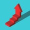 Isometric red stepped arrow