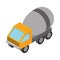 Isometric repair construction concrete mixer truck transport work flat style icon design