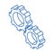 Isometric repair construction gears cogwheels mechanic work tool and equipment linear style icon design