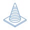 Isometric repair construction traffic cone caution work tool and equipment linear style icon design