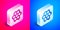 Isometric Revolver cylinder icon isolated on pink and blue background. Silver square button. Vector