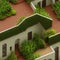 isometric road map tile of luxury villa