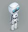 Isometric robot innovation technology science fiction future cute little 3d icon design vector illustration