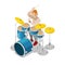 Isometric Rock Drummer Playing on Drums