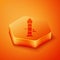 Isometric Rocket launcher with missile icon isolated on orange background. Orange hexagon button. Vector
