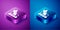 Isometric Roller skate icon isolated on blue and purple background. Square button. Vector