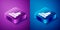 Isometric Roller skate icon isolated on blue and purple background. Square button. Vector Illustration