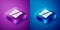 Isometric Rubber flippers for swimming icon isolated on blue and purple background. Diving equipment. Extreme sport