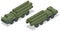 Isometric S-300, S-400 missile system. Long-range surface-to-air and anti-ballistic missile system. Military vehicle