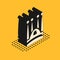 Isometric Sagrada Familia Cathedral at Barcelona, Spain icon isolated on yellow background. Vector