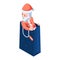 Isometric Santa Claus Giving Thumbs Up Inside Shopping Bag