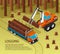Isometric Sawmill Woodworking Background