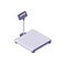 Isometric scales for boxes pallets packages freights goods. Weigher for balance box pallet package vector illustration