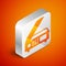 Isometric Scanner icon isolated on orange background. Scan document, paper copy, print office scanner. Silver square