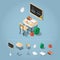 Isometric School Desk Illustration