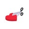 Isometric scissors cut a red heart. Broken heart  illustration