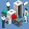 Isometric Security Checkpoint Machine
