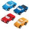 Isometric Sedan, Sports Car, SUV and Pickup Truck Vector Pack