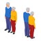 Isometric senior couple. Seniors isolated on white. Elderly woman and man. Aged people. Grandparents