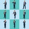 Isometric set of Businessman and businesswoman character design. People isometric business man in different poses