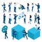 Isometric set of businessmen, businesswoman, employees, managers, Directors. Vector illustration