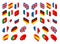 Isometric set flags of the world. Vector isolated flags icons