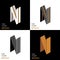 Isometric set letter N. Black, white, gold palette. From stripes, lines. Template for creating logos, emblems, monograms. Black