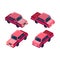 Isometric set red car