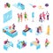 Isometric Sewing Studio Color Icon Set