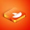 Isometric Shark fin soup icon isolated on orange background. Vector.