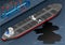 Isometric Ship Tanker Leaky Oil in Rear View